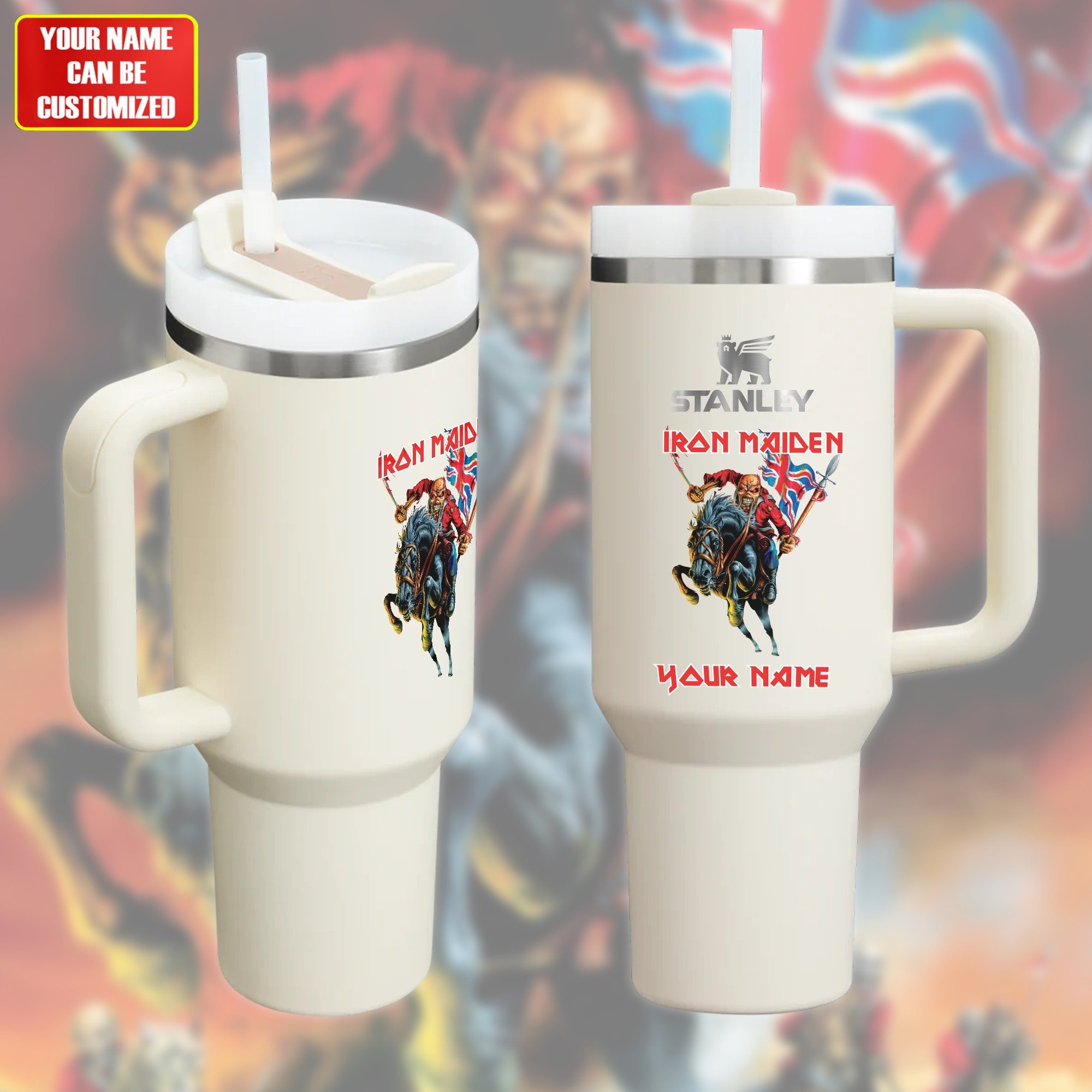 Iron Maiden Music Custom Stanley Quencher 40oz Stainless Steel Tumbler With Handle