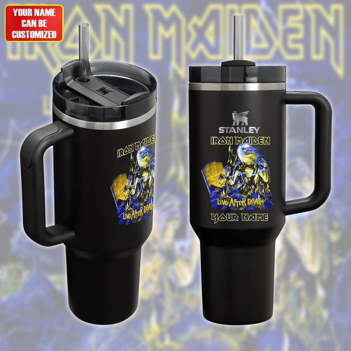 Iron Maiden Music Custom Stanley Quencher 40oz Stainless Steel Tumbler With Handle