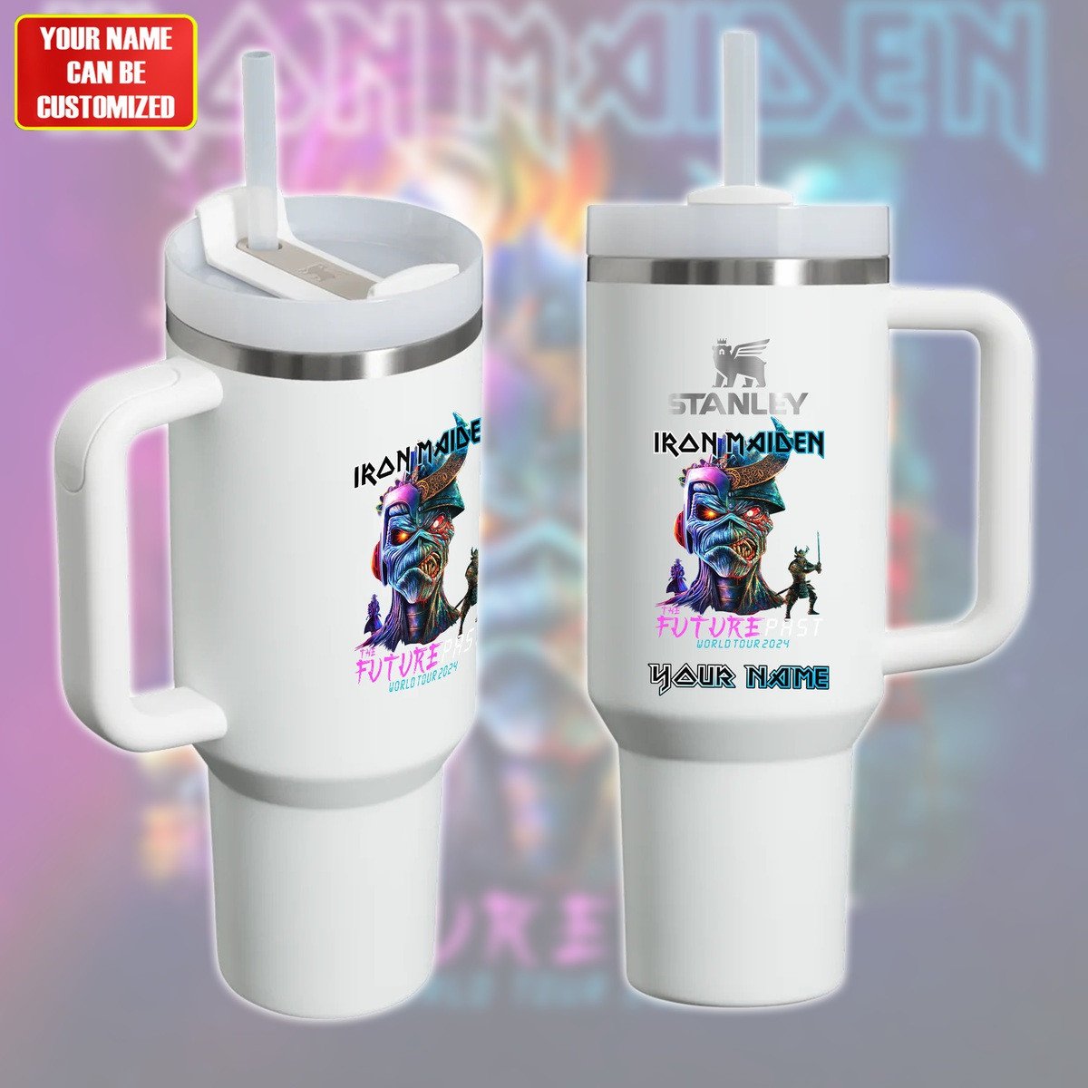 Iron Maiden Music Custom Stanley Quencher 40oz Stainless Steel Tumbler With Handle