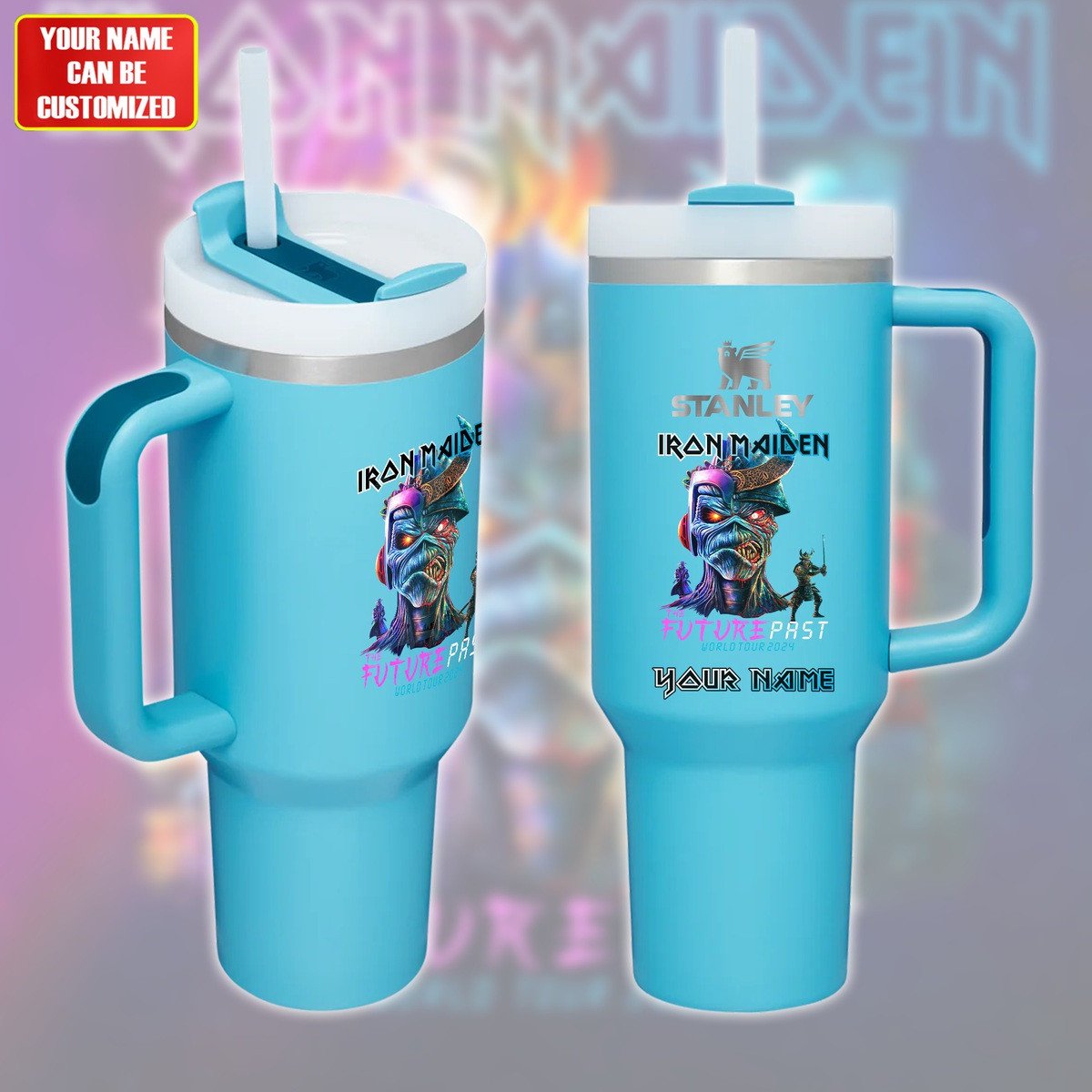 Iron Maiden Music Custom Stanley Quencher 40oz Stainless Steel Tumbler With Handle