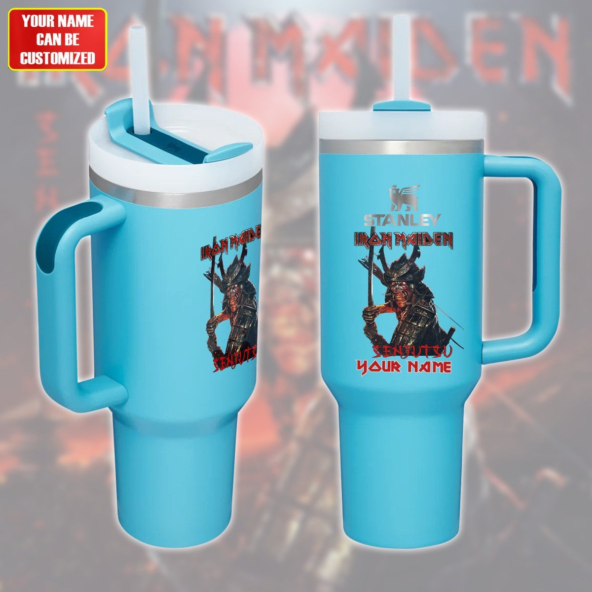 Iron Maiden Music Custom Stanley Quencher 40oz Stainless Steel Tumbler With Handle