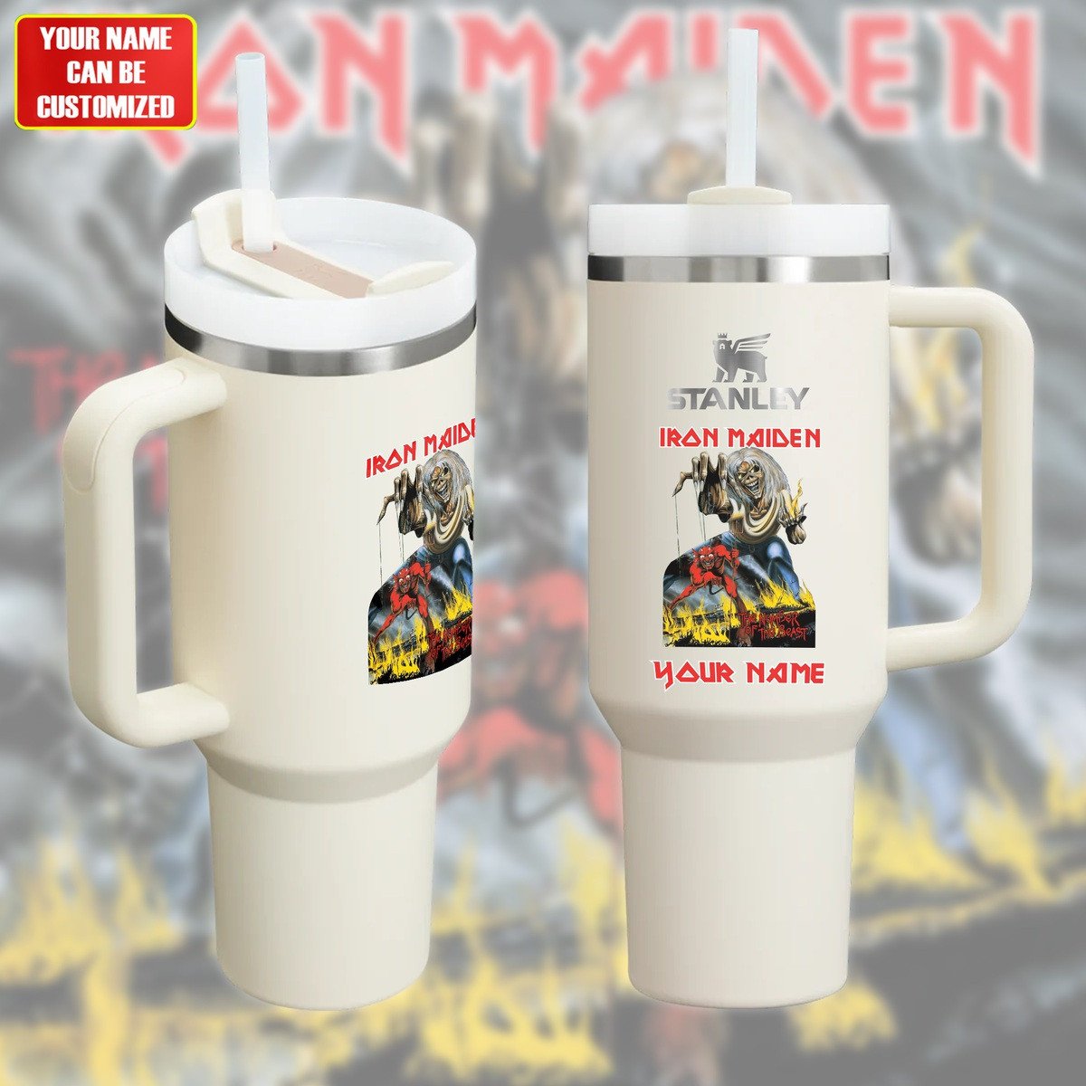 Iron Maiden Music Custom Stanley Quencher 40oz Stainless Steel Tumbler With Handle