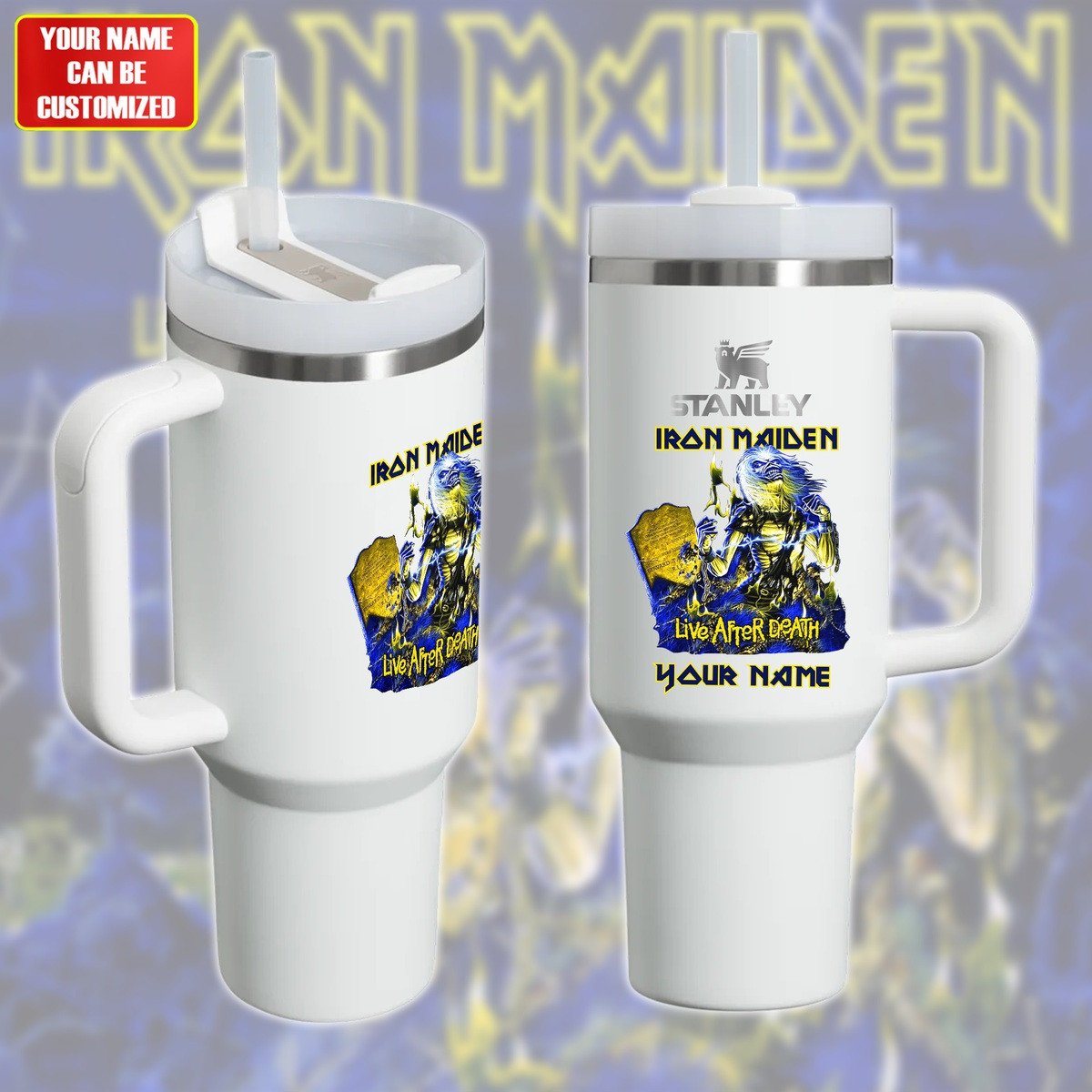 Iron Maiden Music Custom Stanley Quencher 40oz Stainless Steel Tumbler With Handle