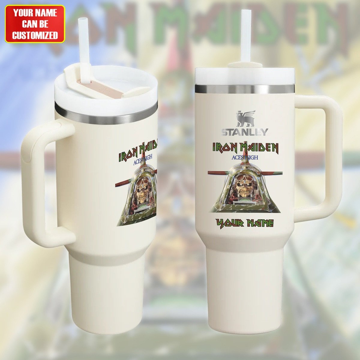 Iron Maiden Music Custom Stanley Quencher 40oz Stainless Steel Tumbler With Handle