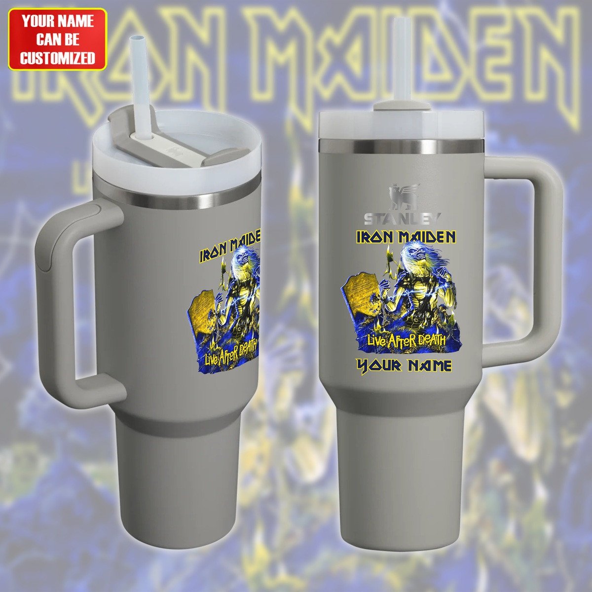 Iron Maiden Music Custom Stanley Quencher 40oz Stainless Steel Tumbler With Handle