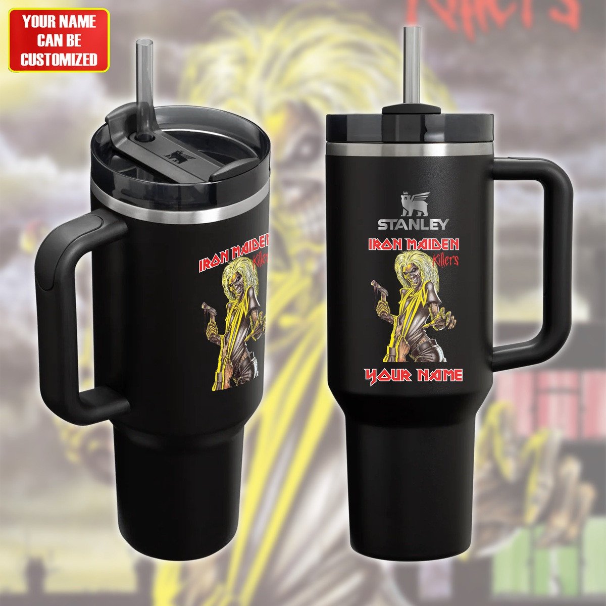 Iron Maiden Music Custom Stanley Quencher 40oz Stainless Steel Tumbler With Handle