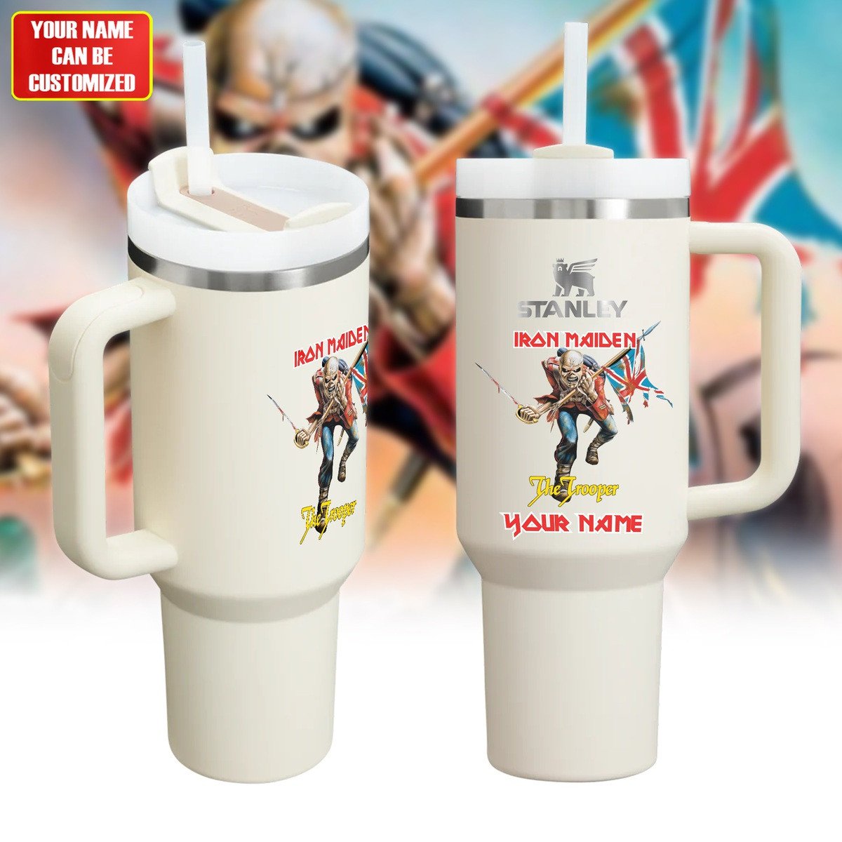 Iron Maiden Music Custom Stanley Quencher 40oz Stainless Steel Tumbler With Handle