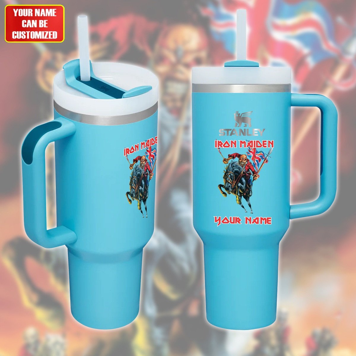 Iron Maiden Music Custom Stanley Quencher 40oz Stainless Steel Tumbler With Handle