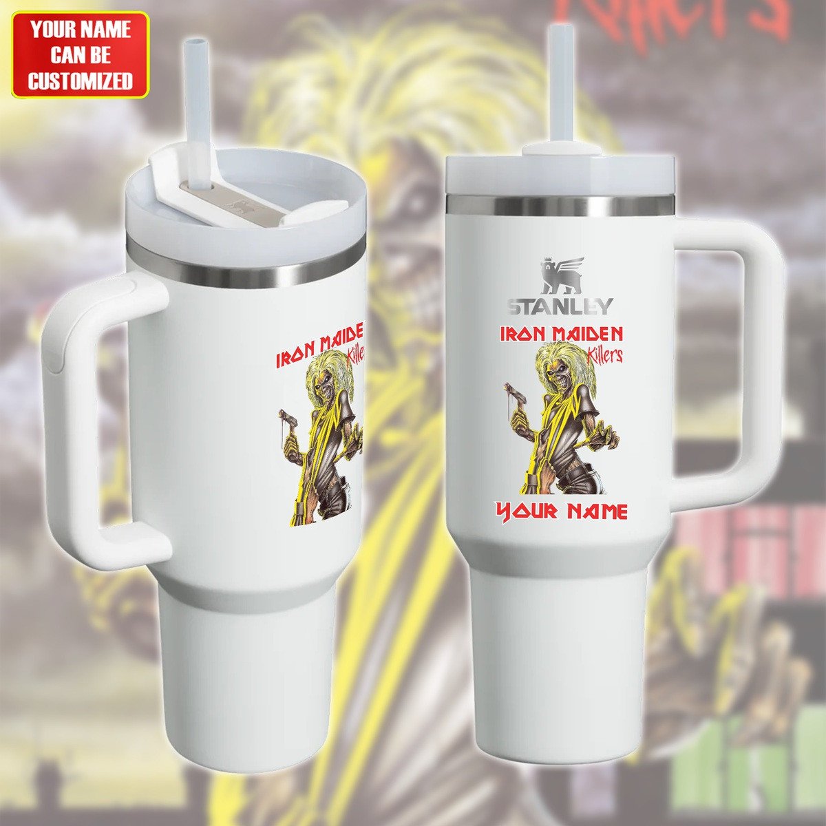 Iron Maiden Music Custom Stanley Quencher 40oz Stainless Steel Tumbler With Handle