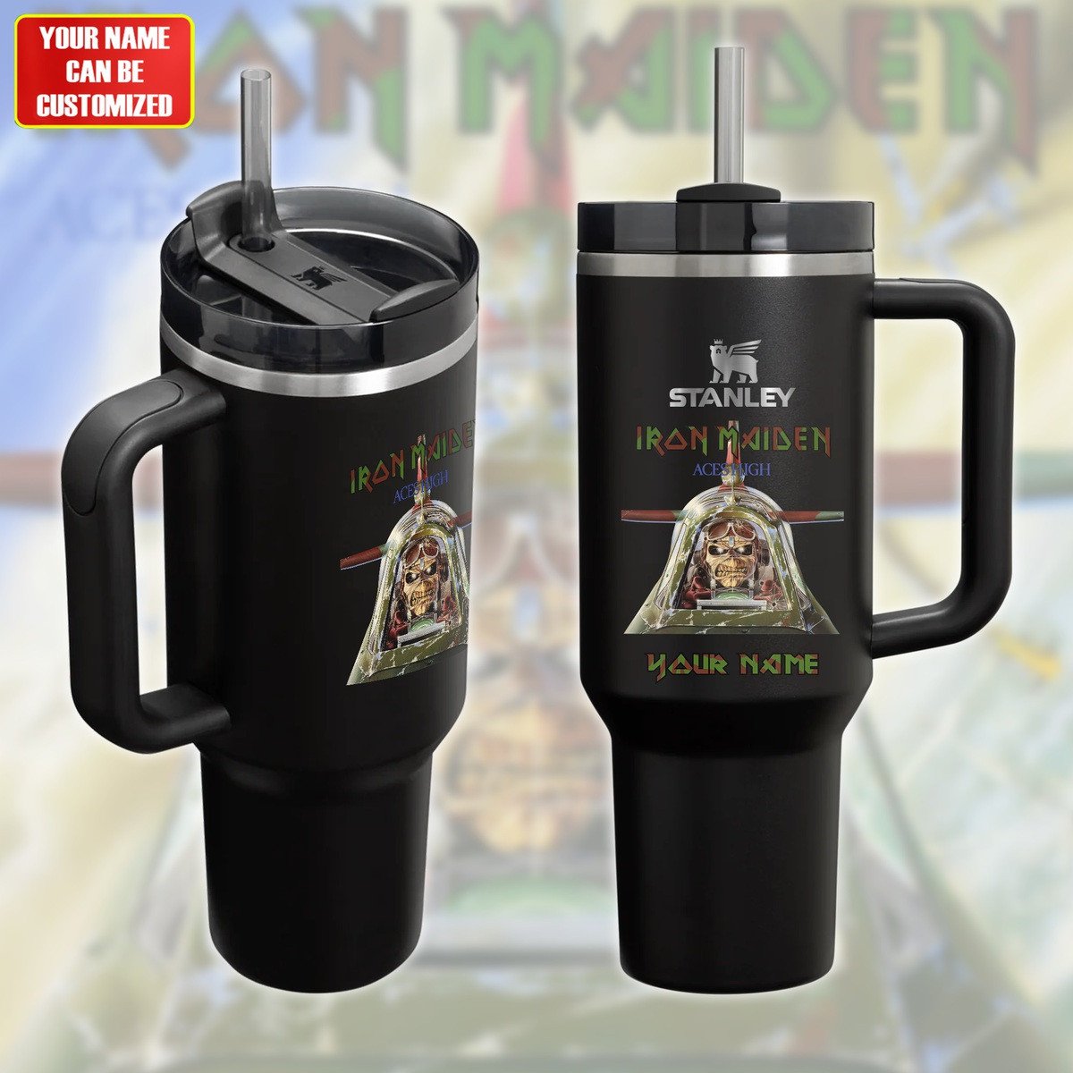 Iron Maiden Music Custom Stanley Quencher 40oz Stainless Steel Tumbler With Handle