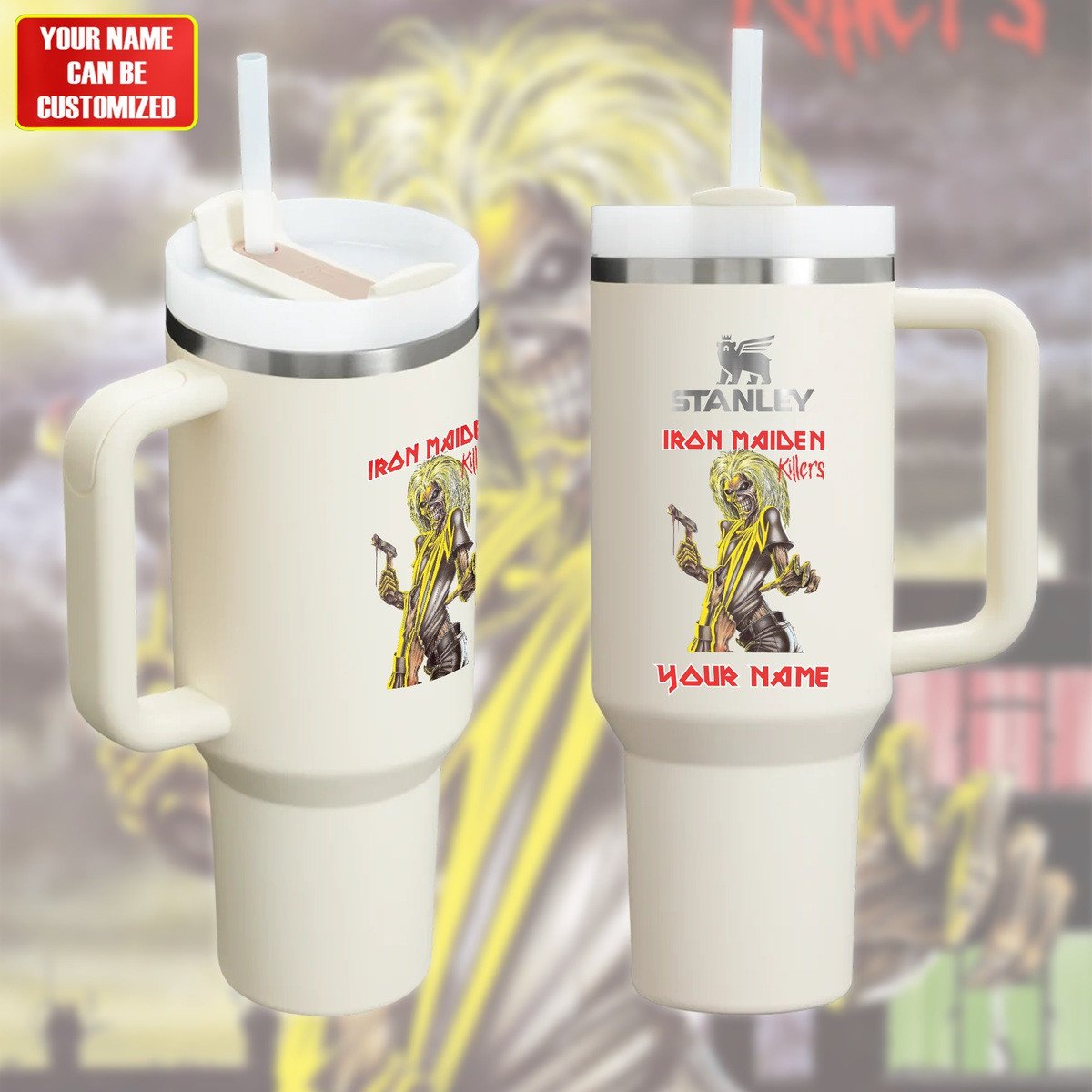 Iron Maiden Music Custom Stanley Quencher 40oz Stainless Steel Tumbler With Handle