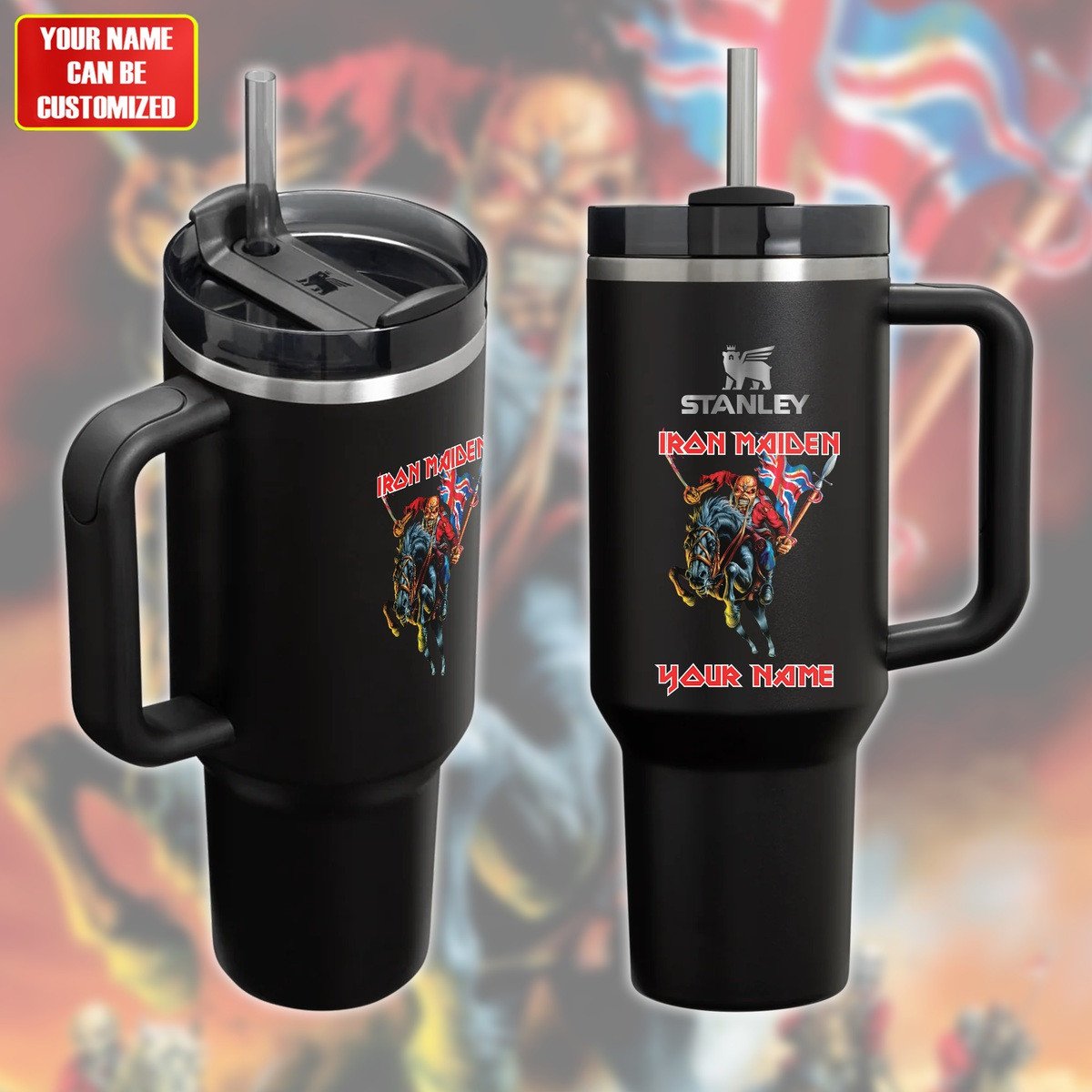 Iron Maiden Music Custom Stanley Quencher 40oz Stainless Steel Tumbler With Handle
