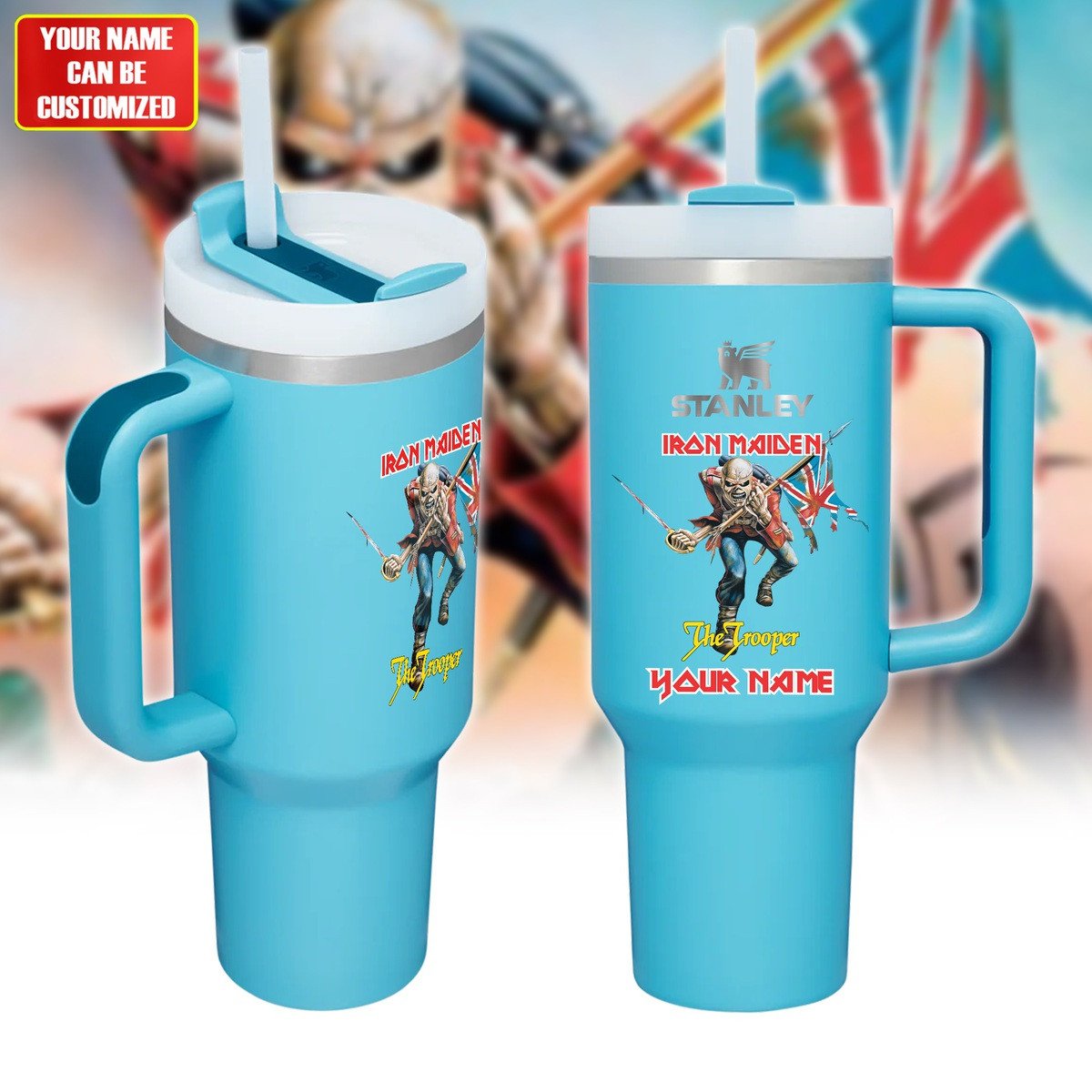 Iron Maiden Music Custom Stanley Quencher 40oz Stainless Steel Tumbler With Handle