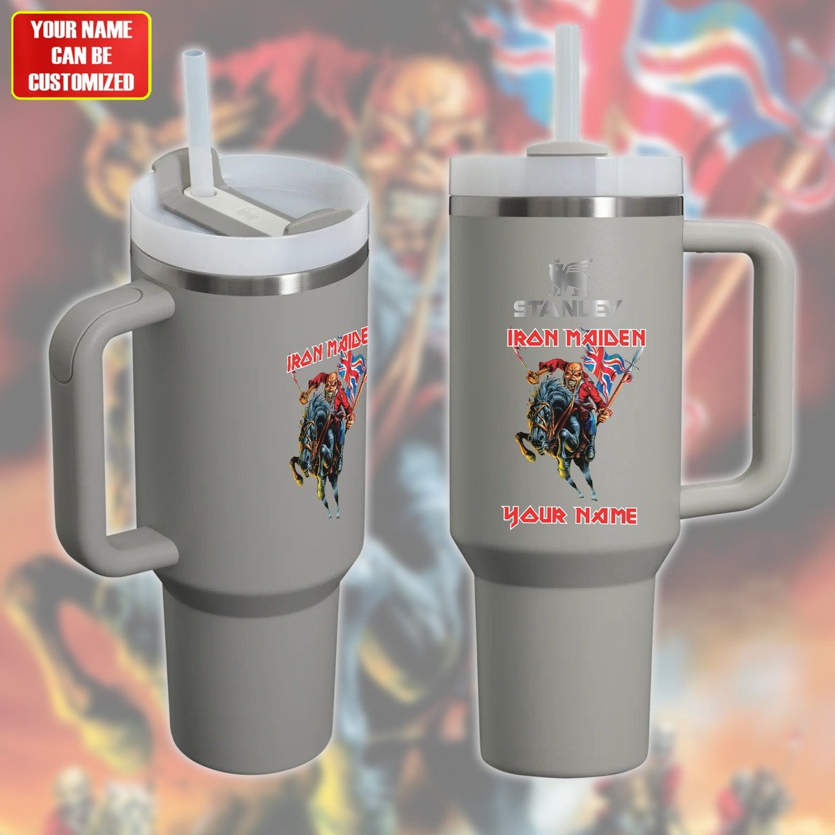 Iron Maiden Music Custom Stanley Quencher 40oz Stainless Steel Tumbler With Handle