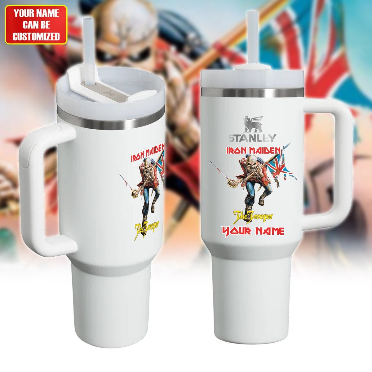 Iron Maiden Music Custom Stanley Quencher 40oz Stainless Steel Tumbler With Handle