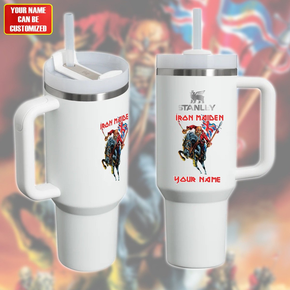 Iron Maiden Music Custom Stanley Quencher 40oz Stainless Steel Tumbler With Handle