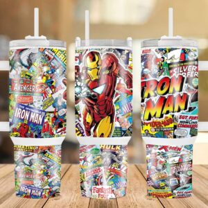 Iron Man Marvel Comics Custom Stanley Quencher 40oz Stainless Steel Tumbler With Handle