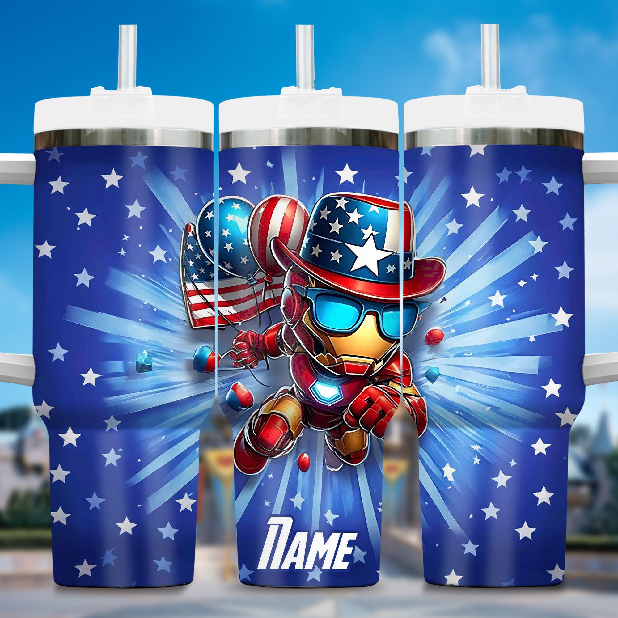 Ironman Movies Custom Stanley Quencher 40oz Stainless Steel Tumbler With Handle