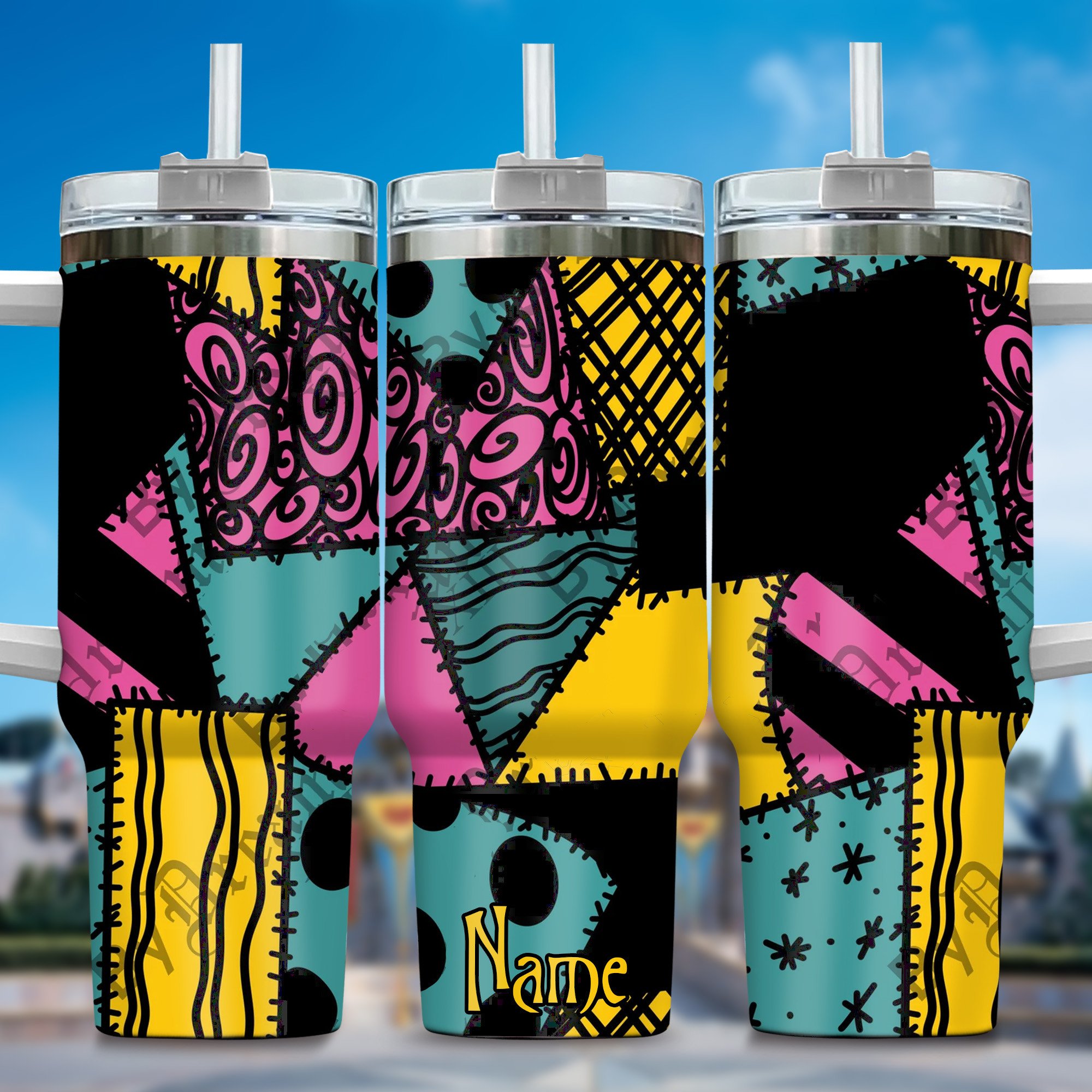 Jack and Sally Movies Custom Stanley Quencher 40oz Stainless Steel Tumbler With Handle