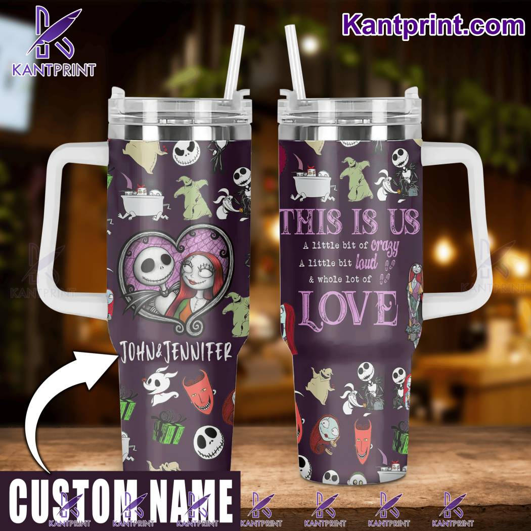Jack And Sally Movies Custom Stanley Quencher 40oz Stainless Steel Tumbler With Handle
