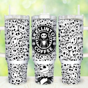 Jack Skellington Coffee The Nightmare Before Christmas Cartoon Custom Stanley Quencher 40oz Stainless Steel Tumbler With Handle