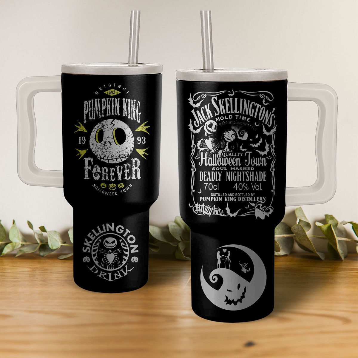 Jack Skellington The Nightmare Before Christmas Cartoon Custom Stanley Quencher 40oz Stainless Steel Tumbler With Handle