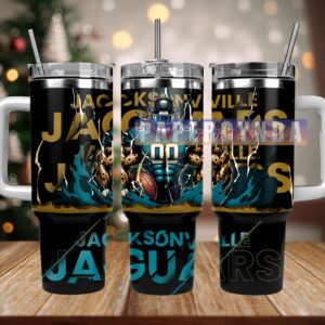 Jacksonville Jaguars Custom Stanley Quencher 40oz Stainless Steel Tumbler With Handle