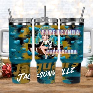 Jacksonville Jaguars Custom Stanley Quencher 40oz Stainless Steel Tumbler With Handle