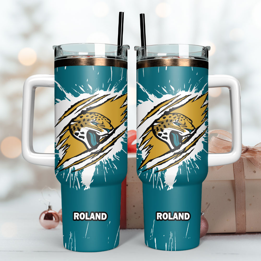 Jacksonville Jaguars Football NFL Sport Custom Stanley Quencher 40oz Stainless Steel Tumbler With Handle