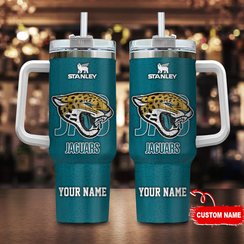 Jacksonville Jaguars NFL 3D Logo Custom Stanley Quencher 40oz Stainless Steel Tumbler With Handle