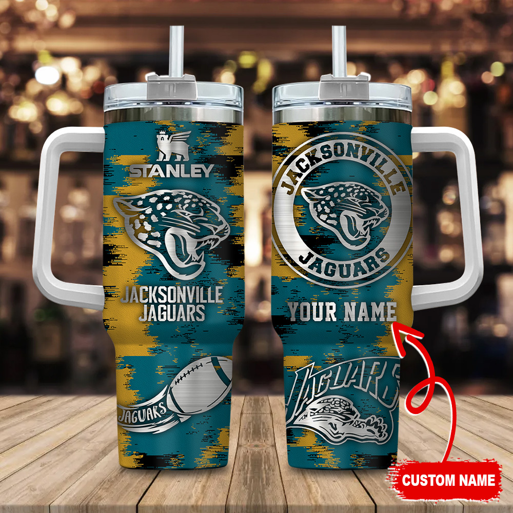 Jacksonville Jaguars NFL Custom Stanley Quencher 40oz Stainless Steel Tumbler With Handle