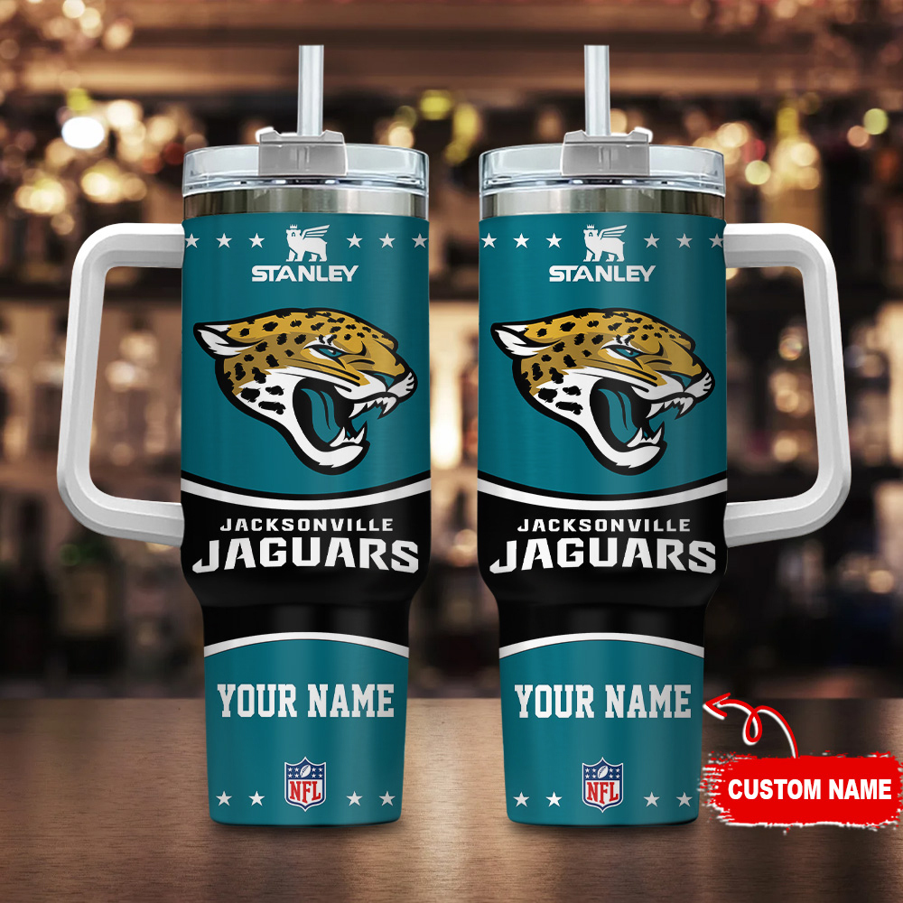 Jacksonville Jaguars NFL Custom Stanley Quencher 40oz Stainless Steel Tumbler With Handle