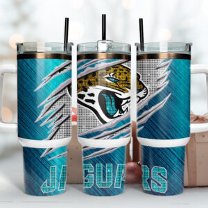 Jacksonville Jaguars NFL Custom Stanley Quencher 40oz Stainless Steel Tumbler With Handle