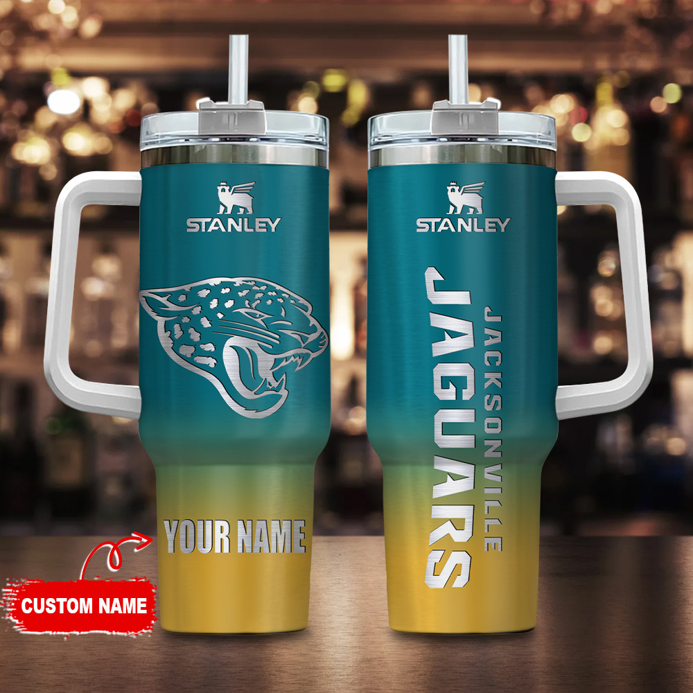 Jacksonville Jaguars NFL Custom Stanley Quencher 40oz Stainless Steel Tumbler With Handle
