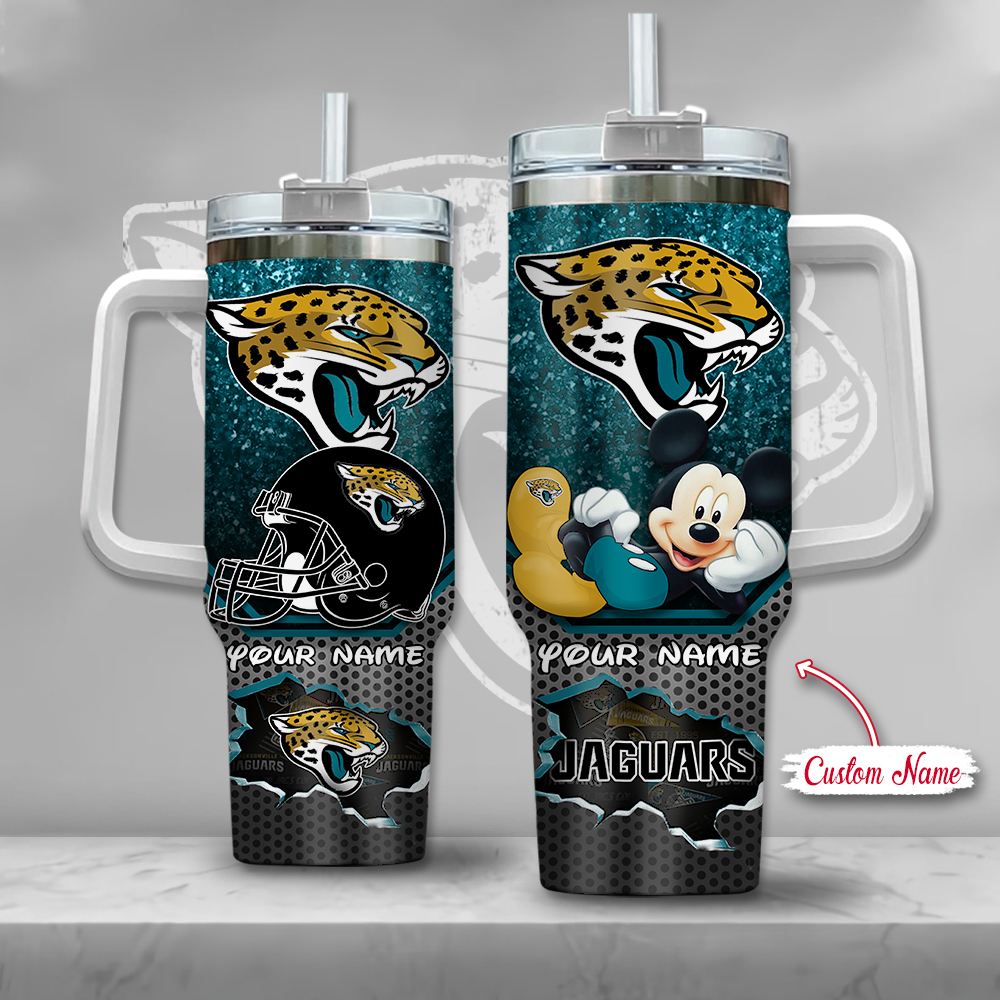Jacksonville Jaguars NFL Custom Stanley Quencher 40oz Stainless Steel Tumbler With Handle