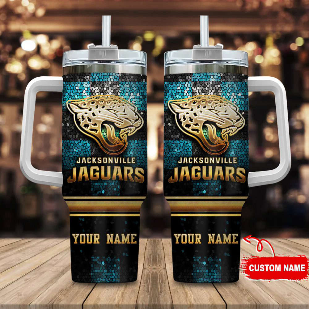 Jacksonville Jaguars NFL Custom Stanley Quencher 40oz Stainless Steel Tumbler With Handle