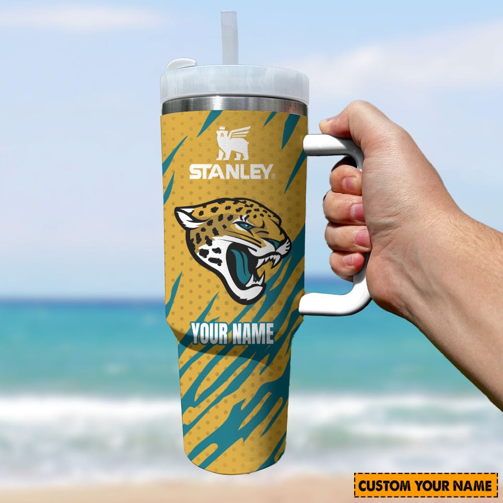 Jacksonville Jaguars NFL Custom Stanley Quencher 40oz Stainless Steel Tumbler With Handle