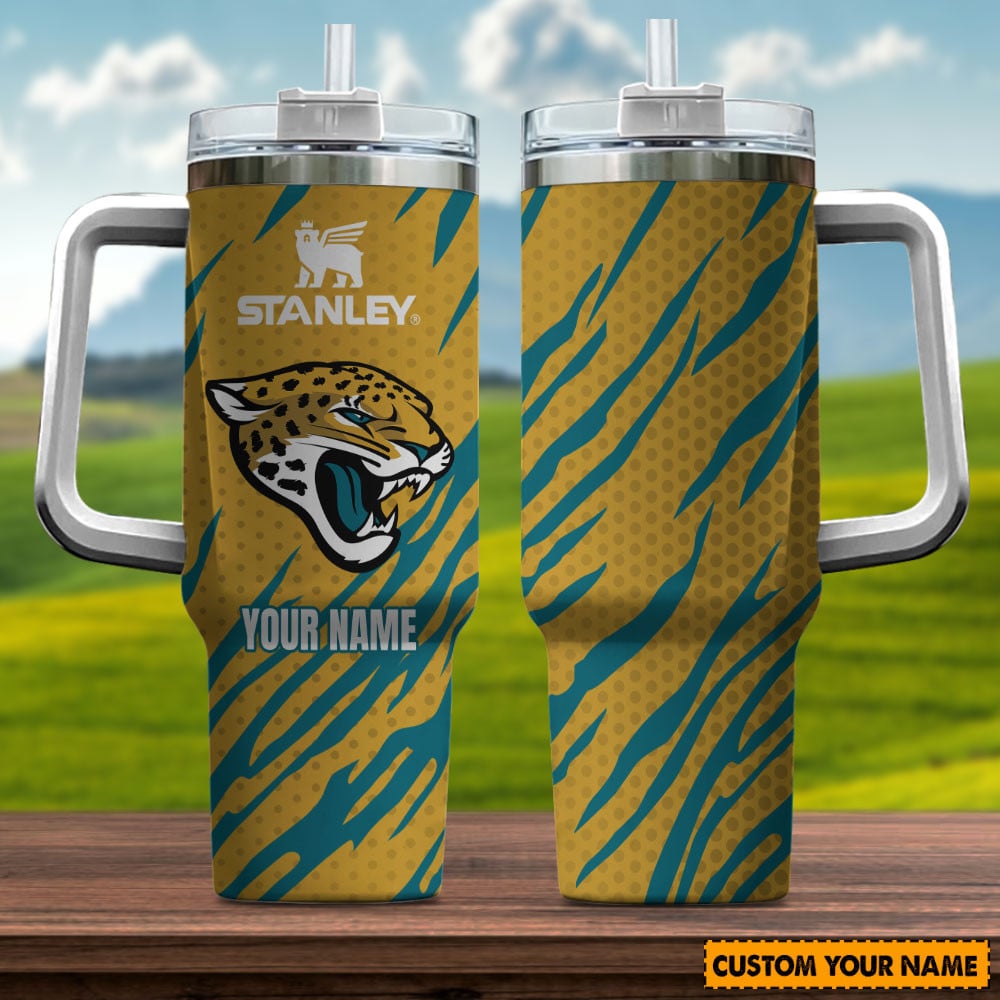 Jacksonville Jaguars NFL Custom Stanley Quencher 40oz Stainless Steel Tumbler With Handle