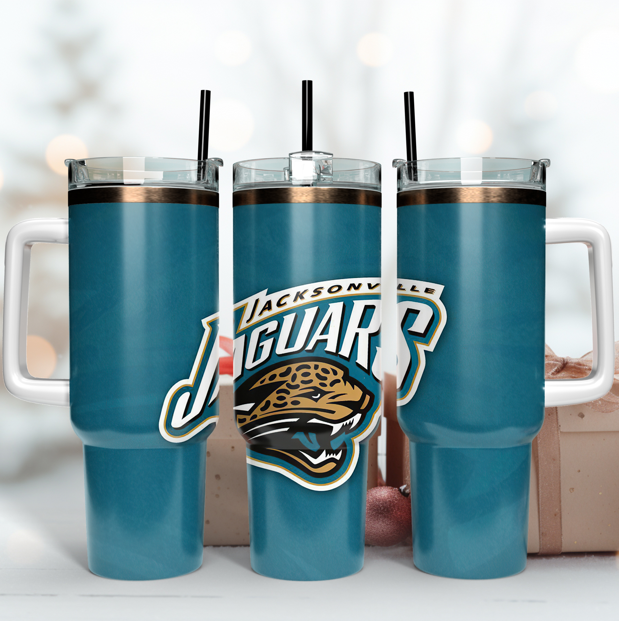Jacksonville Jaguars NFL Custom Stanley Quencher 40oz Stainless Steel Tumbler With Handle