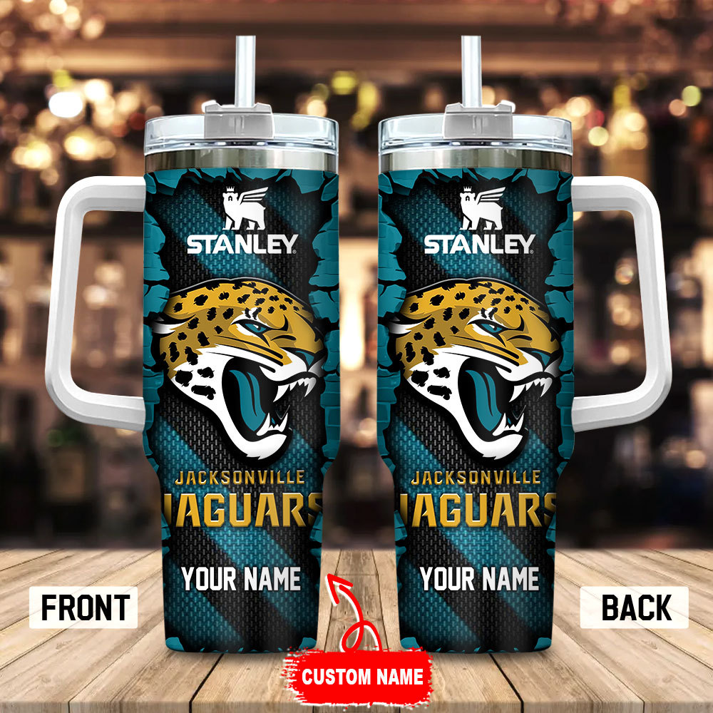 Jacksonville Jaguars NFL Custom Stanley Quencher 40oz Stainless Steel Tumbler With Handle