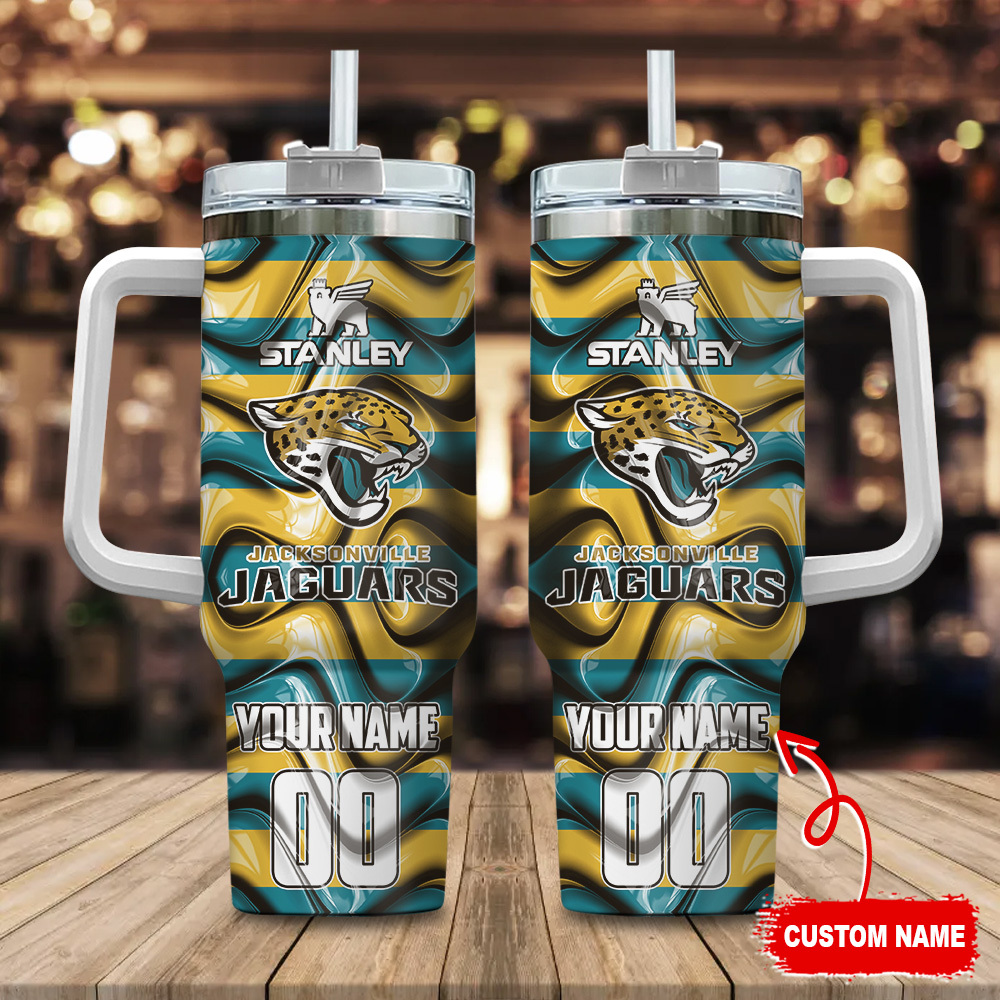 Jacksonville Jaguars NFL Custom Stanley Quencher 40oz Stainless Steel Tumbler With Handle