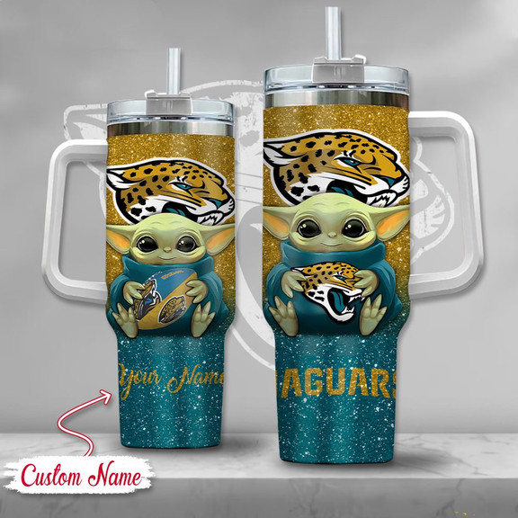 Jacksonville Jaguars NFL Custom Stanley Quencher 40oz Stainless Steel Tumbler With Handle