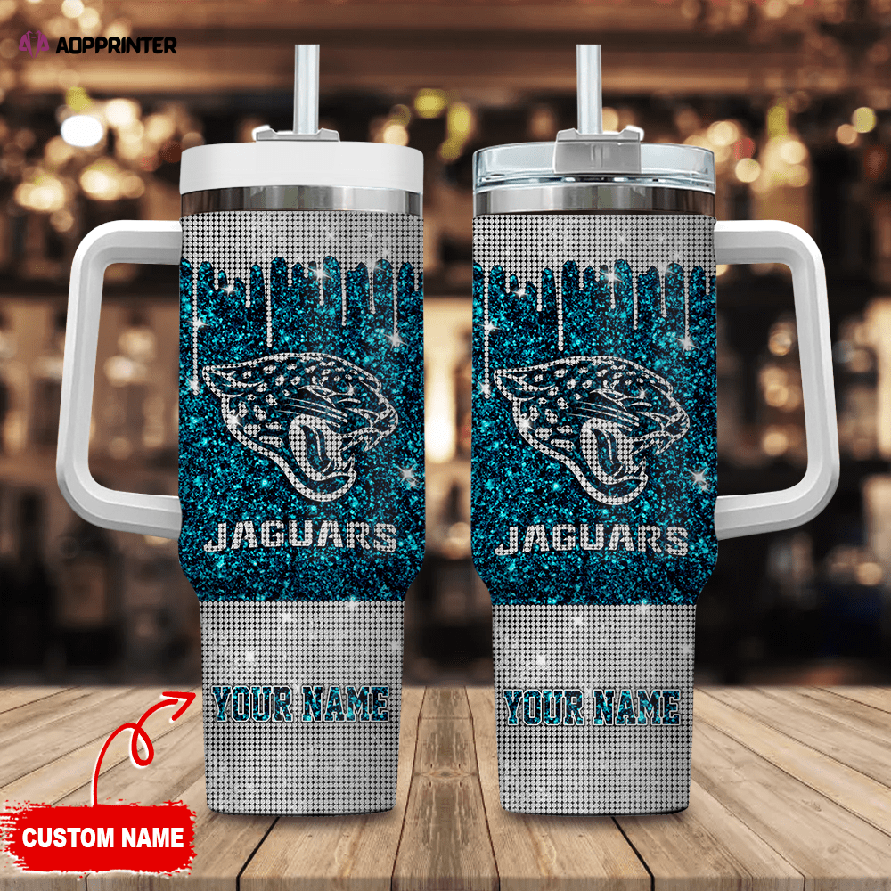 Jacksonville Jaguars NFL Custom Stanley Quencher 40oz Stainless Steel Tumbler With Handle