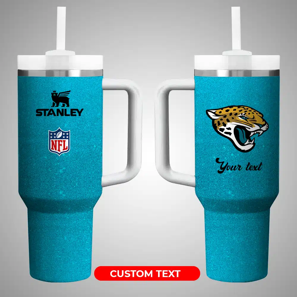 Jacksonville Jaguars NFL Custom Stanley Quencher 40oz Stainless Steel Tumbler With Handle