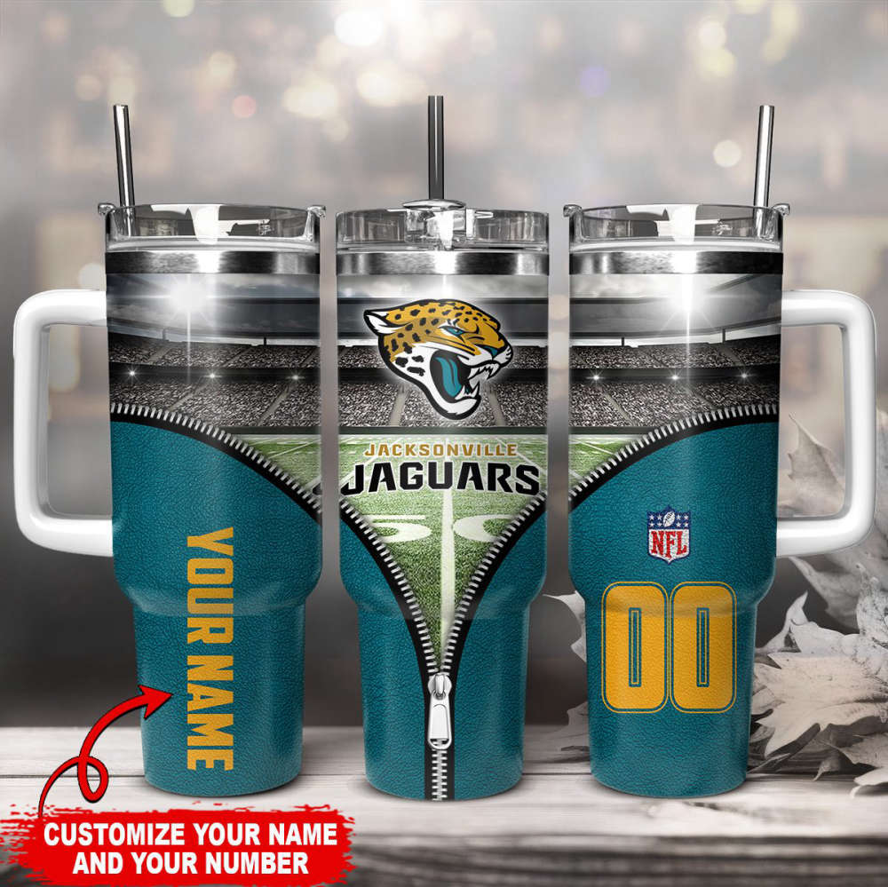 Jacksonville Jaguars NFL Custom Stanley Quencher 40oz Stainless Steel Tumbler With Handle