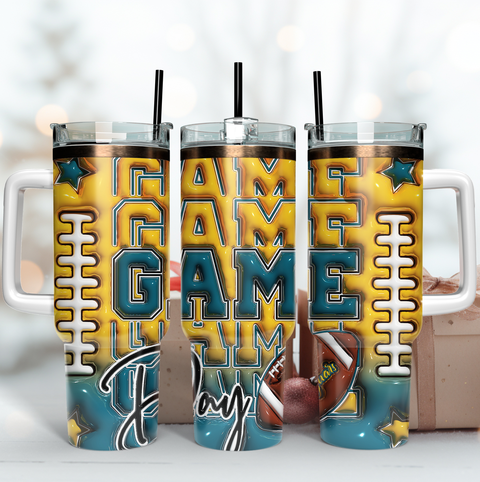 Jacksonville Jaguars NFL Game Day Custom Stanley Quencher 40oz Stainless Steel Tumbler With Handle