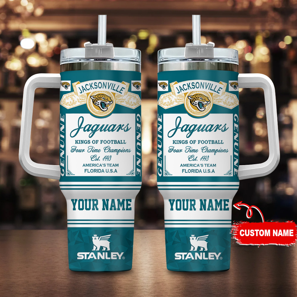 Jacksonville Jaguars NFL Kings Of Football Custom Stanley Quencher 40oz Stainless Steel Tumbler With Handle