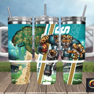 Jacksonville Jaguars NFL Mascot Custom Stanley Quencher 40oz Stainless Steel Tumbler With Handle