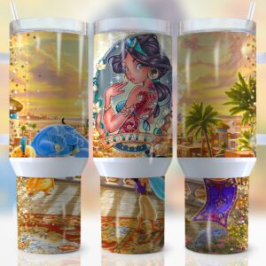 Jasmine AladdinDisney Cartoon Custom Stanley Quencher 40oz Stainless Steel Tumbler With Handle