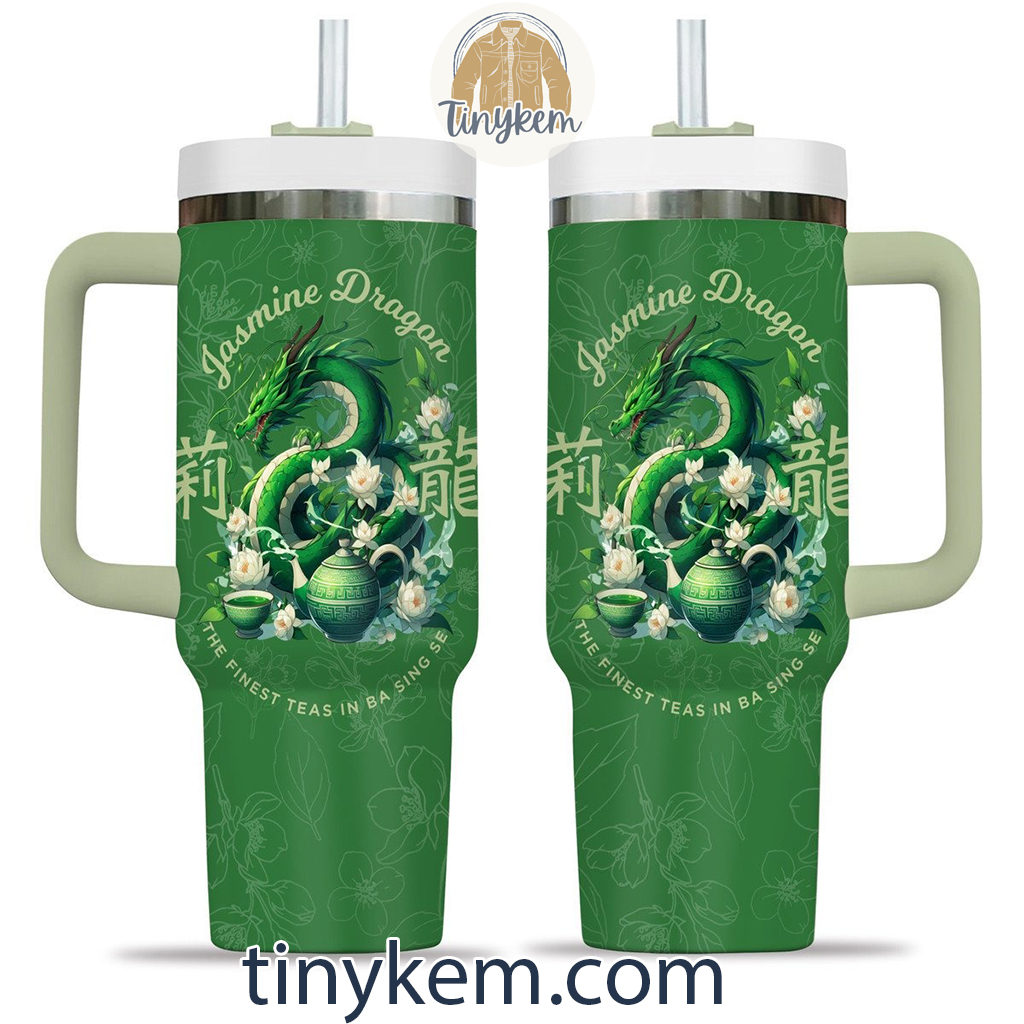 Jasmine Dragon Tea Custom Stanley Quencher 40oz Stainless Steel Tumbler With Handle